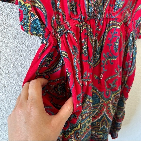 ANGIE Women’s Batwing Dress Small Red Paisley Western Cottage Core Country Boho - Picture 7 of 10